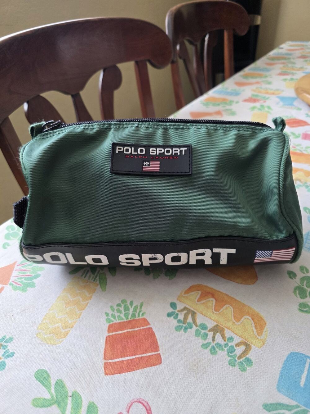 Vintage POLO SPORT RALPH LAUREN Cosmetic Kit Bag Toiletry Nylon Green Black USA
